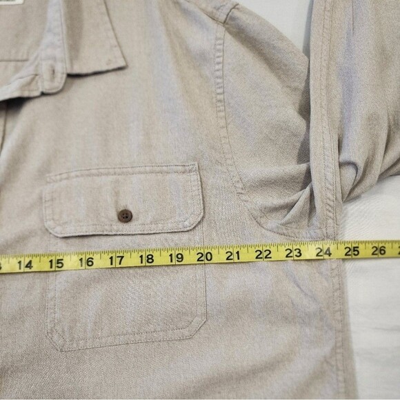MUTUAL WEAVE Men's Beige Button-Up Shirt Soft Textured Long Sleeve Pocket sz XL - Picture 5 of 10